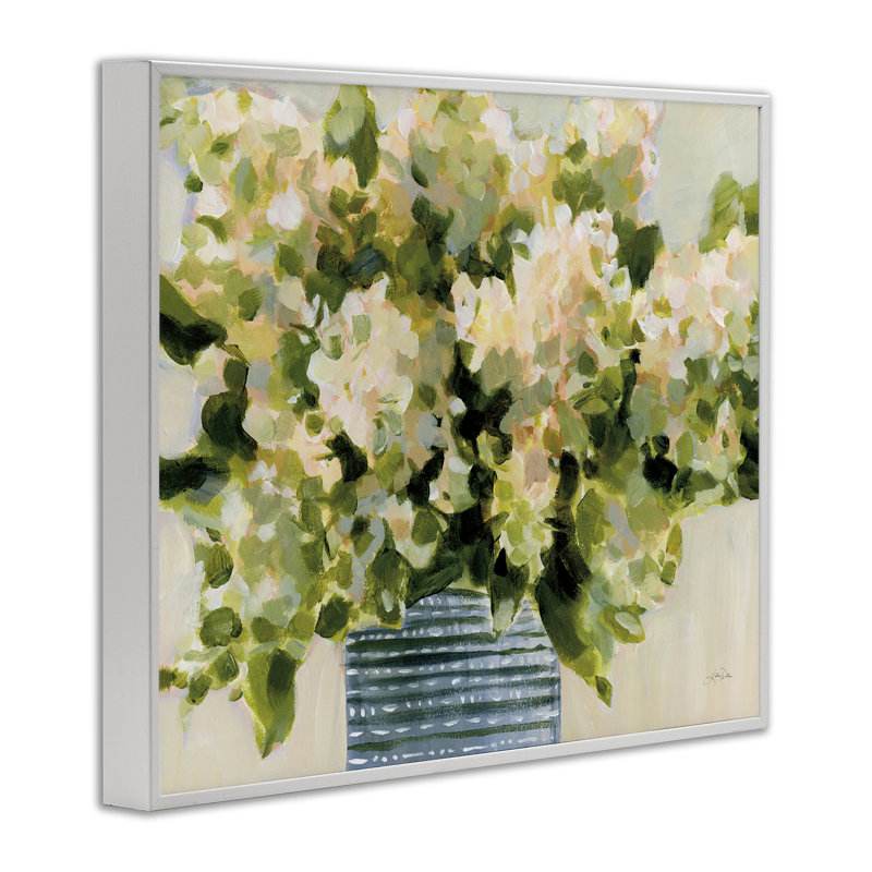  Vase d'hortensias à pois, estampe numérique par Katrina Pete, H 11 po x l 14 po, Giclée encadrée blanc bord de mer