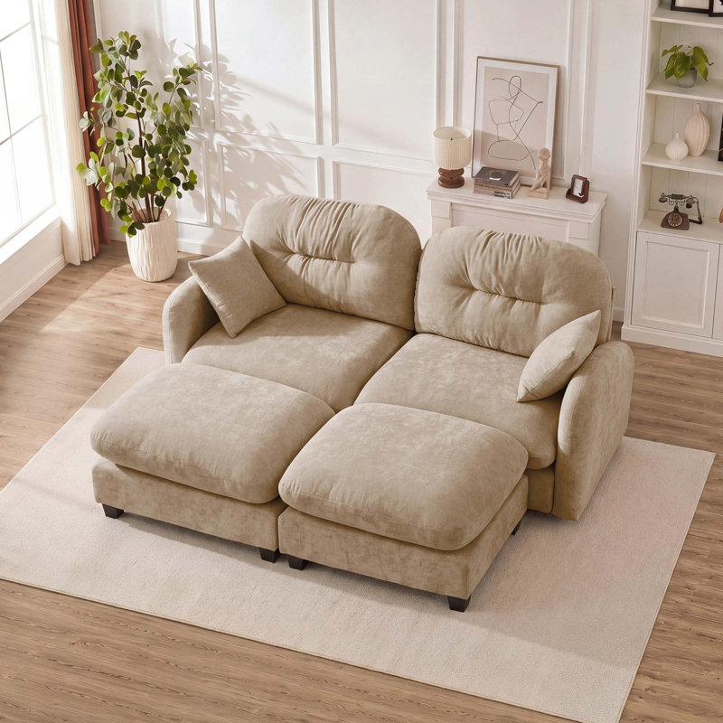 Canapé modulaire modulaire avec 2 repose-pieds avec tissu ergonomique en chenille de qualité supérieure et combinaisons flexibles