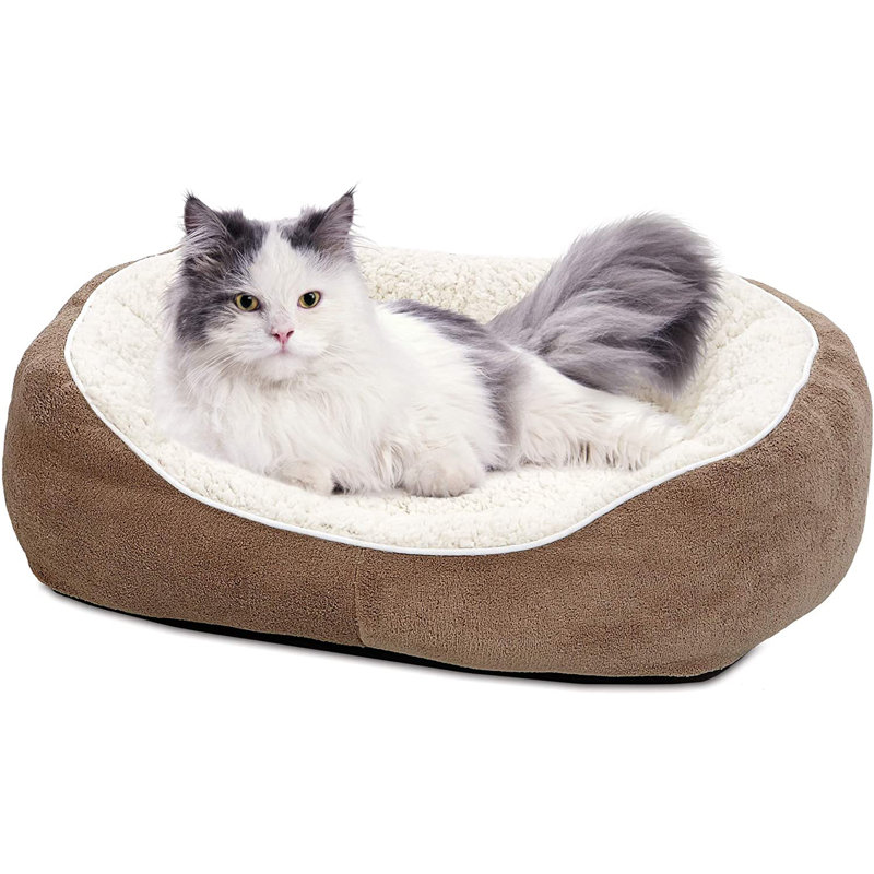 Quiet Time MidWest Homes for Pets Cuddle Bed, Taupe, Small (22" W x 19.5" D x 7" H)