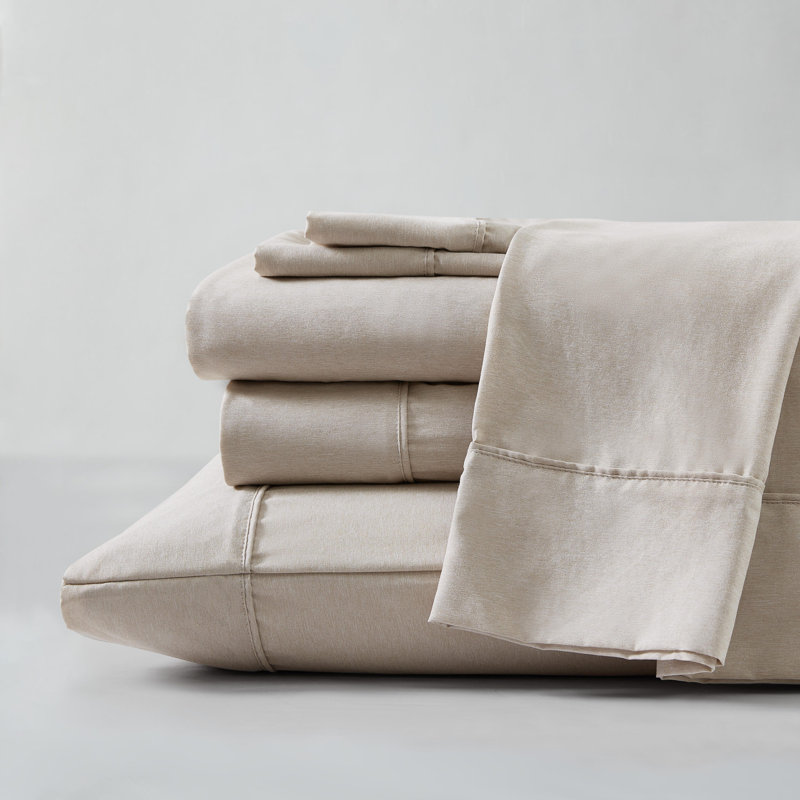 Sand Beige Twin Organic Polyester Microfiber Sheet Set