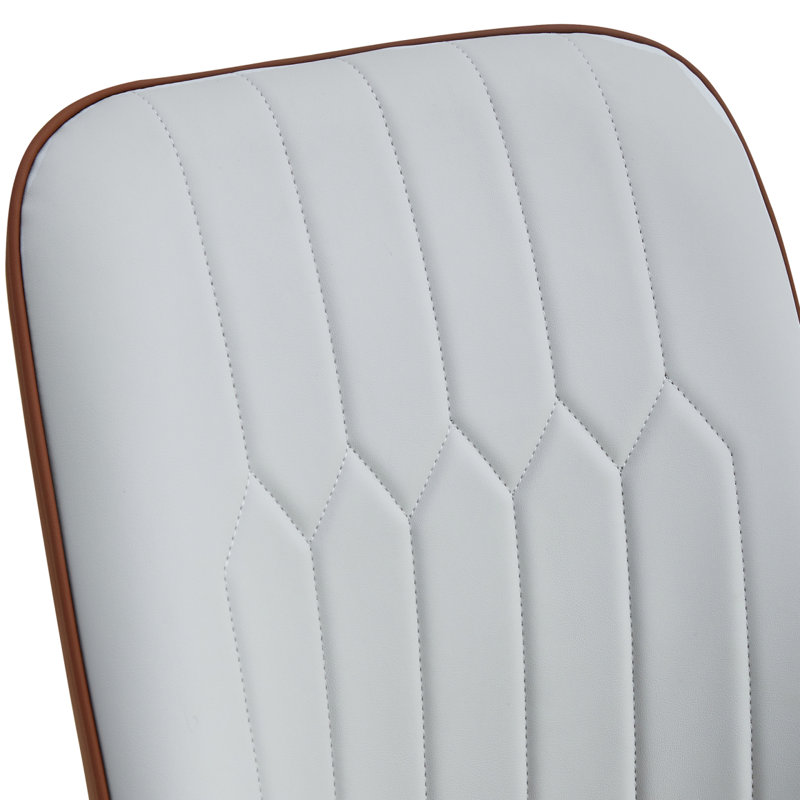 Chaises de salle à manger modernes, équipées de coussins de dossier en similicuir et de pieds en métal, 2, Gris / Brun