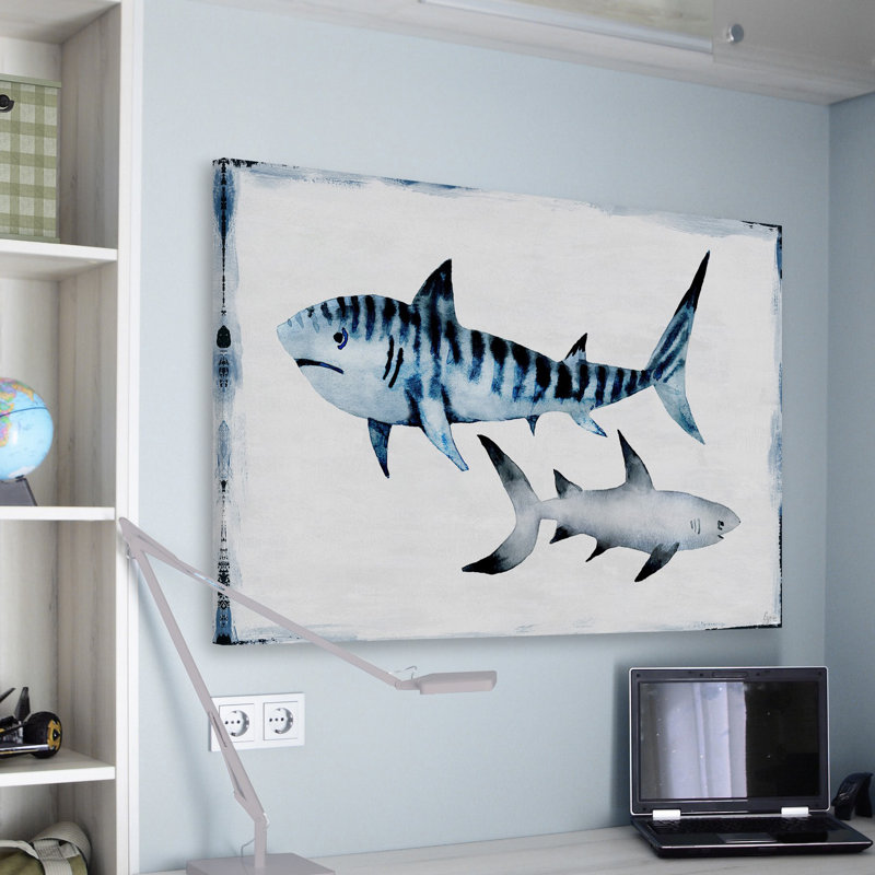 Requins règle - reproduction sur toile tendue, H 30 po x l 45 po x 1,5 po