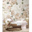 Papier peint floral pivoine beige crème sur fond blanc doux-1312081268