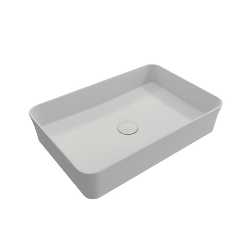Lavabo de salle de bain vasque rectangulaire en argile réfractaire 14,6 "BOCCHI Sottile, Blanc mat