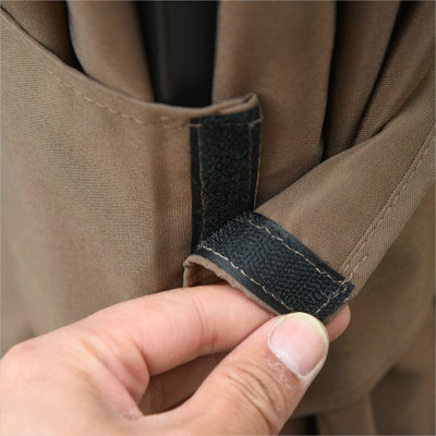 Ensemble de rideaux à fermeture à glissière avec anneaux en C pour gazebos 9,84 pi x 11,8 pi, polyester de ton brun, 4 panneaux