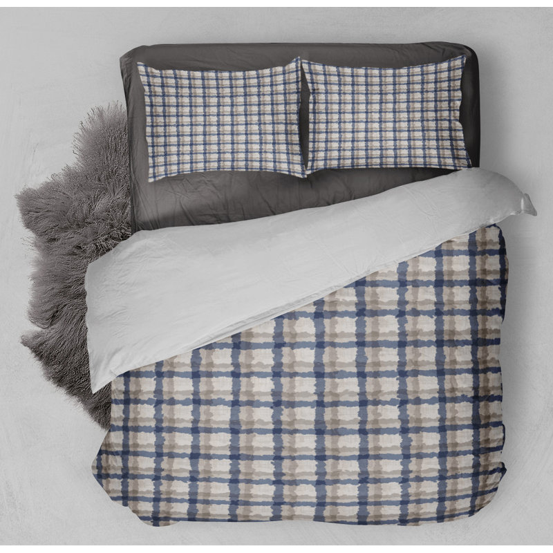 Polyester Twill Plaid Duvet Cover, King Duvet Cover + 2 King Pillowcases