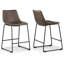 Ensemble de 2 tabourets de comptoir en similicuir avec cadre en fer brun-423125600-418540025