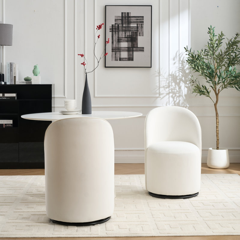 Fauteuil pivotant en tonneau rembourré - robuste et confortable, Crème