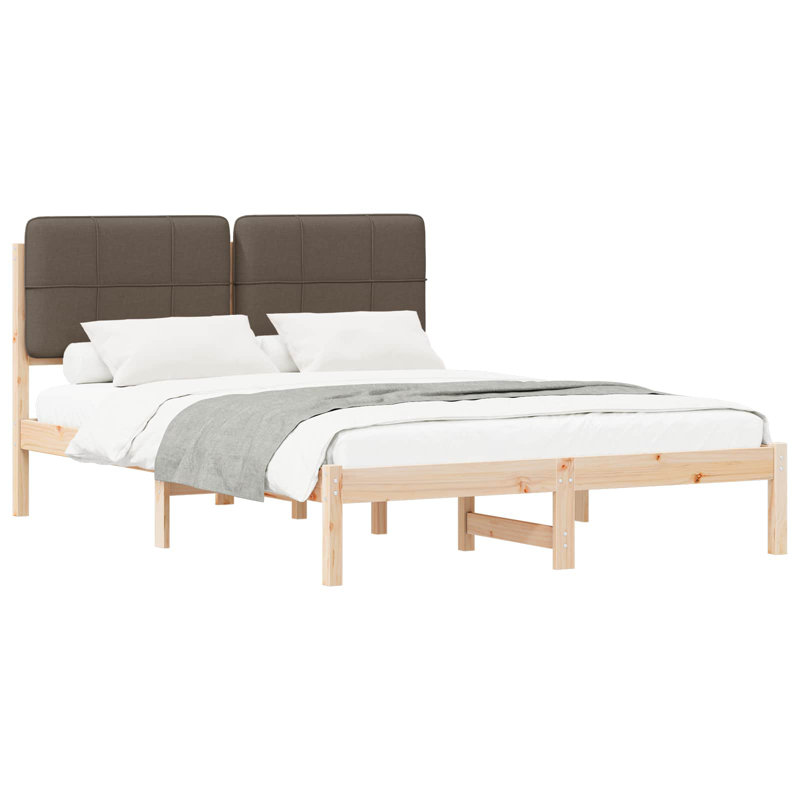 Solid Wood Bed, Taupe