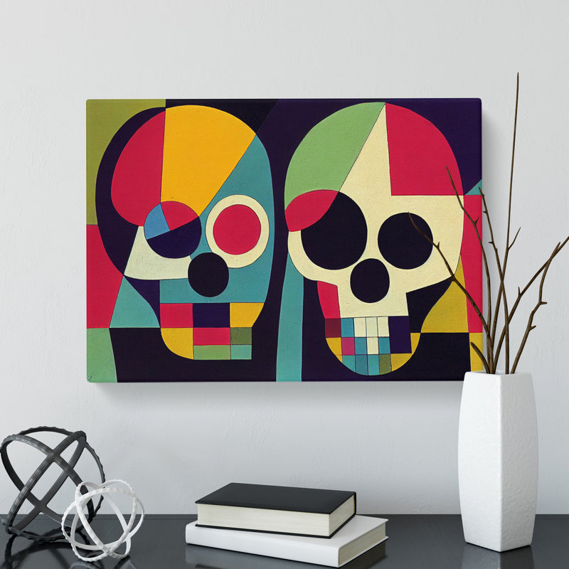 Two Skulls - Wrapped Canvas Print, 35cm H x 50cm W x 3cm D