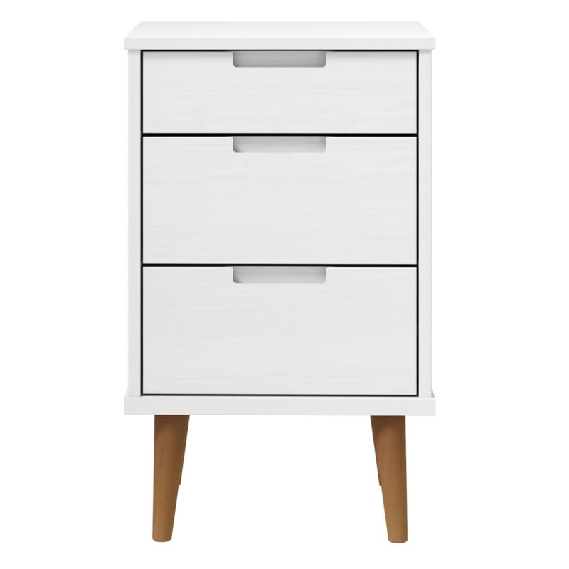 Hailley 40cm W Solid Wood Bedside Table, White