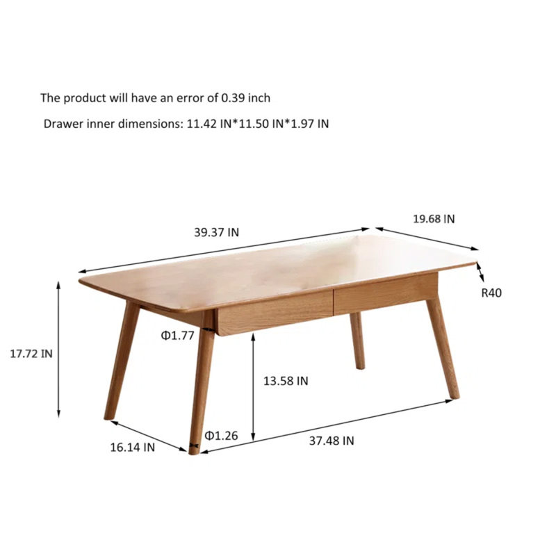Table basse en bois massif avec rangement Karger