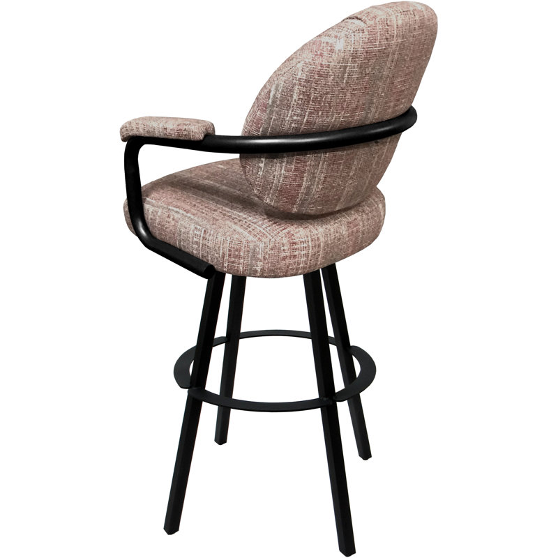 Tabouret de bar pivotant en métal Leandra, Mélange de polyester rouge / cadre noir