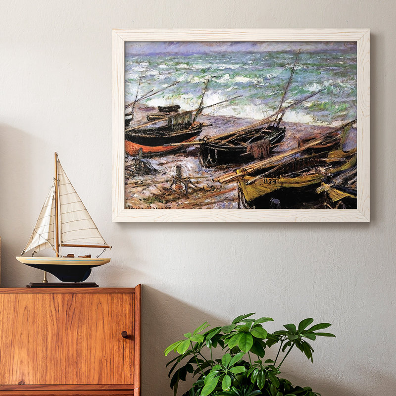 Pêche, 1885, encadré sur toile par J Paul, reproduction, Cadre photo blanc, H 18 po x l 26 po x P 1,5 po