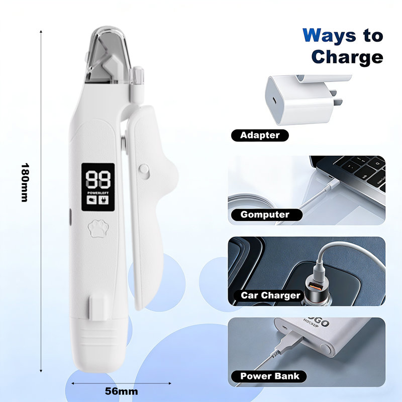 2-in-1 Dog & Cat Nail Clipper & Grinder With Led Screen