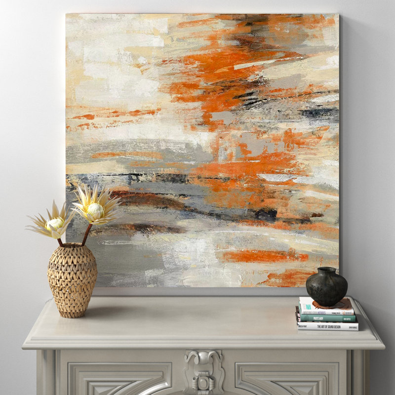 «Golden Dust Crop Orange» par Silvia Vassileva - reproduction d'art, H 48 po x l 48 po, Toile tendue, Sans cadre