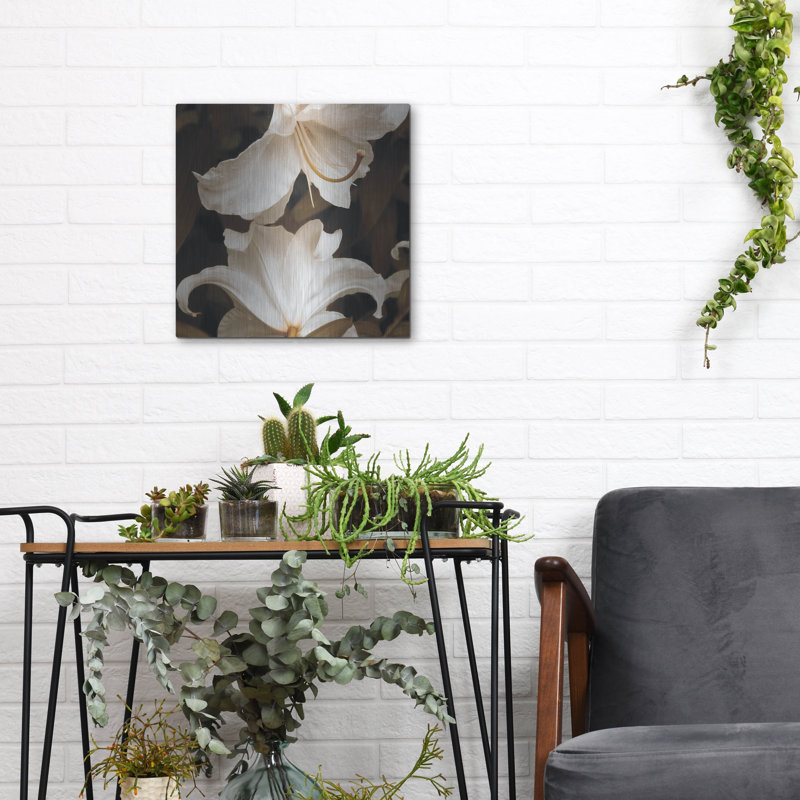 «Lys blancs» Lark Manor ™ par Rebecca Swanson, art mural en métal, H 12 po x l 12 po