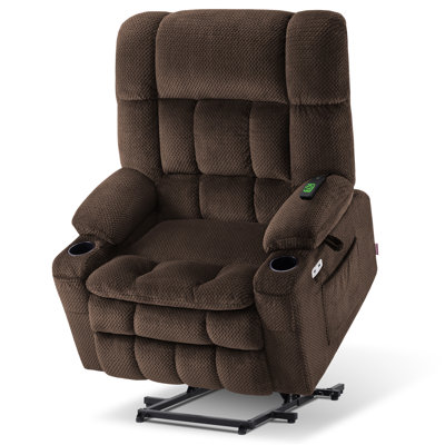 Oversized Dual Motor Power Recliner Lift Chair with Heat and Vibration Massage, Infinite Position, Fabric
