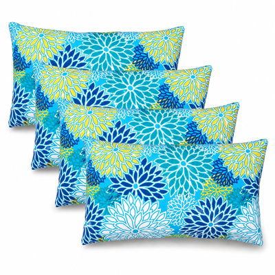 Set of 4 Outdoor Lumbar Pillow Covers ONLY, 12" x 20", Water-Repellent and Fade-Resistant Decorative Cushion Covers for Patio, Porch, Balcony, Garden and Indoor Sofa