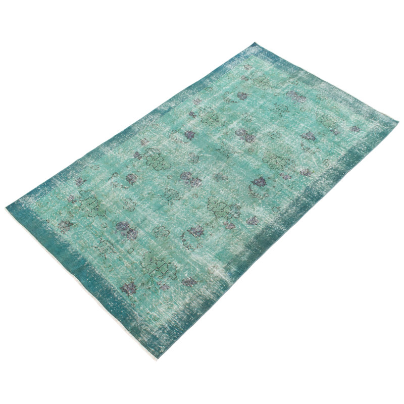 Tapis turquoise à transition de couleur 4 pi 6 po x 7 pi 7 po