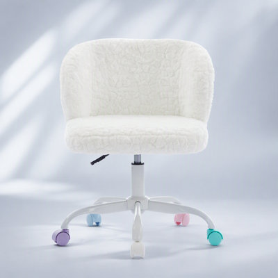 Ergonomic Artificial Rabbit Hair Office Chair with Adjustable Features and Metal Base, Ideal for Home and Work Comfort.