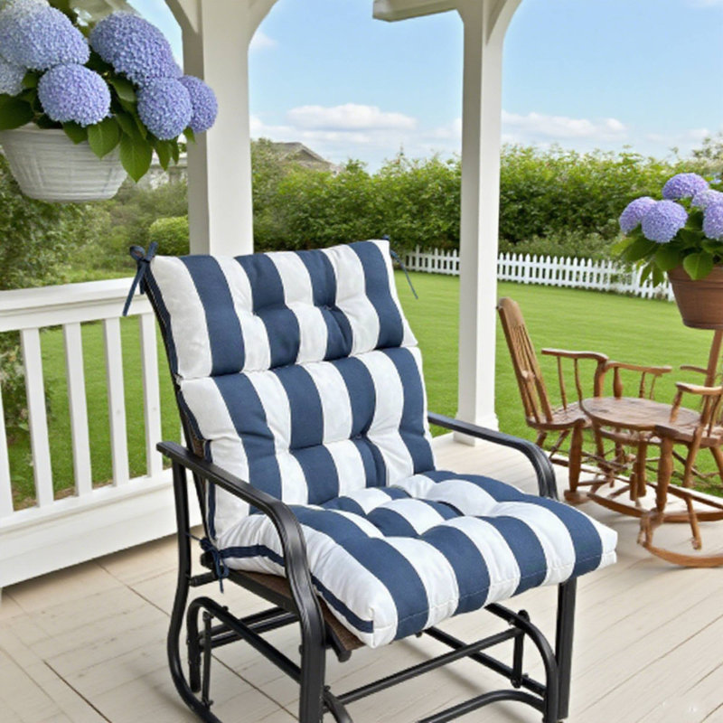 Ensemble de 2 coussins capitonnés Adirondack - bleu marine / blanc, pour véranda 44 po x 22 po x 4 po, Marine