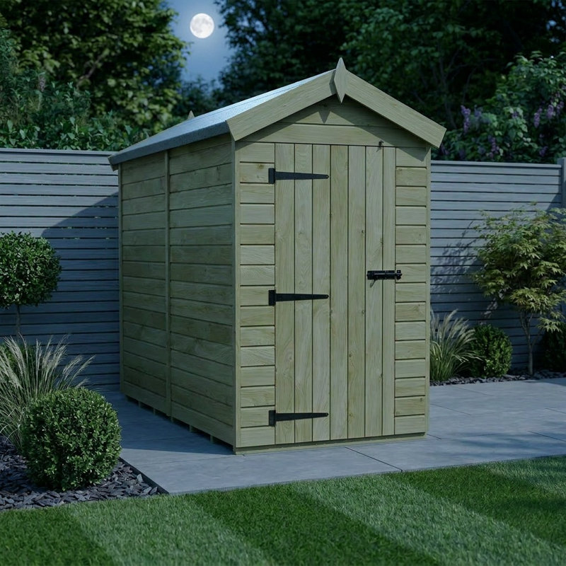 Total Sheds 4ft x 8ft Apex Garden Shed - Single Door - No Windows - Pressure Treated Timber - UK Manufactured