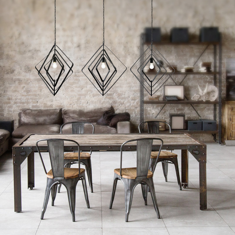 27.5"L Carmen Industrial Black Square Shade Pendant