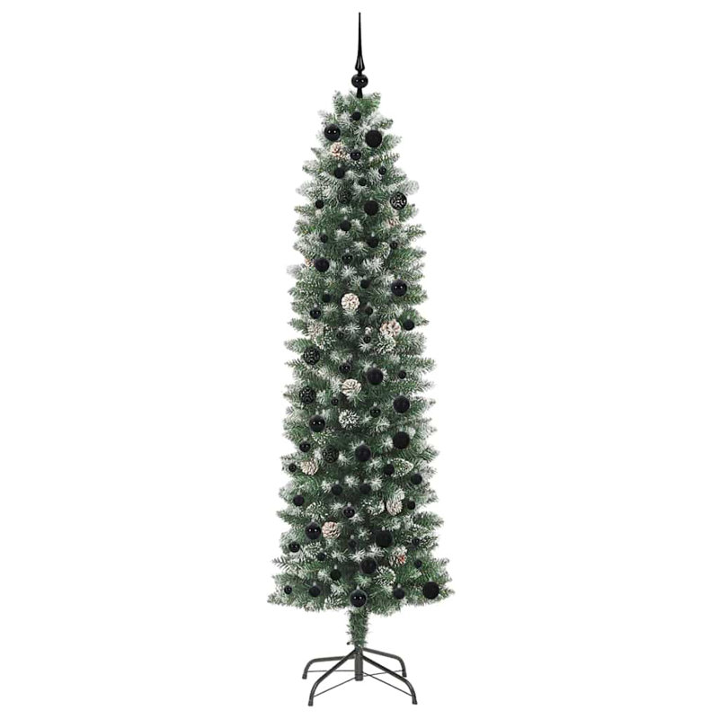Artificial Slim Christmas Tree, Black, 6.89' H