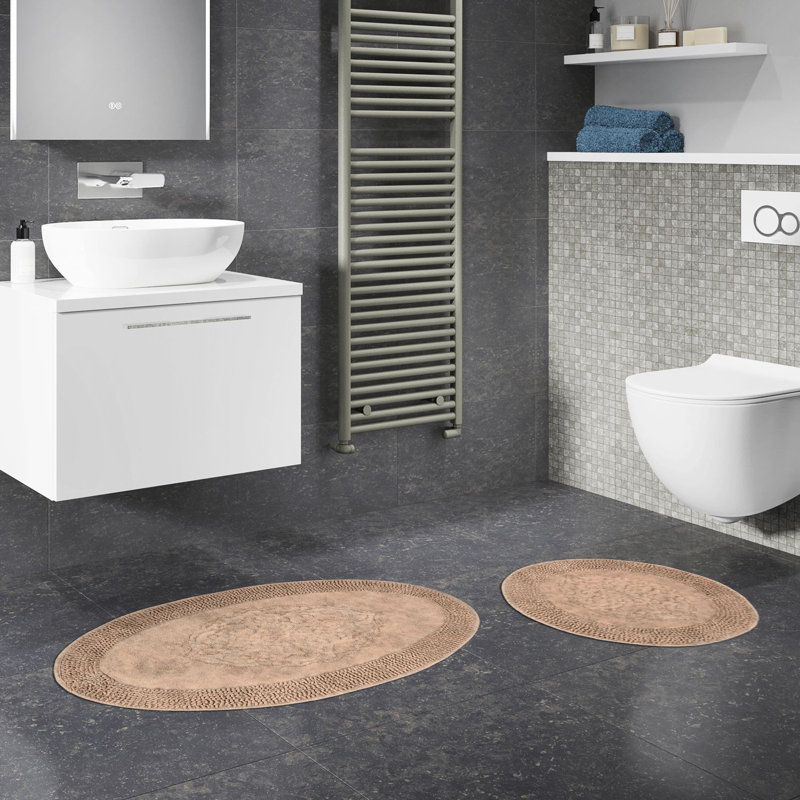 Ensemble de tapis de bain luxueux en coton (2 pièces), 19,7 po x 23,6 po et 23,6 po x 39,4 po | 100% coton, hauteur des poils de 5 mm, antidérapant Lavable à la machine pour un entretien facile, doux et absorbant, parfait pour la décoration de salle d