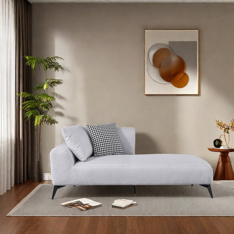 Paresseux simple européen, Mélange de polyester gris, Chaise longue à accoudoir gauche