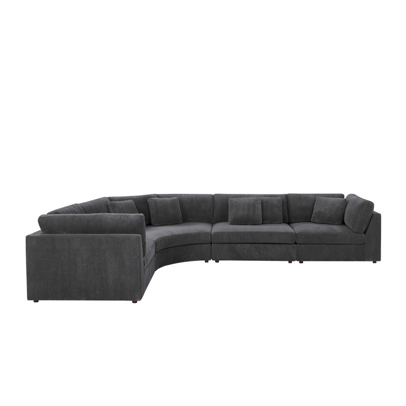 Canapé modulaire 4 pièces Bueford, Velours côtelé gris foncé