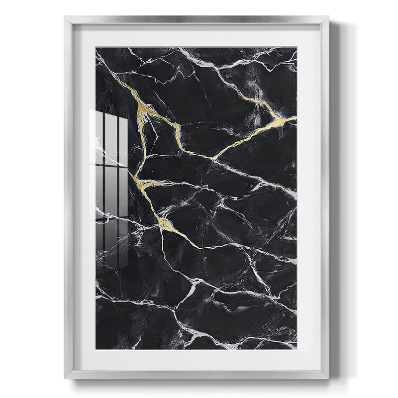 Marbre noir I - impression encadrée, H 28,5 po x l 20,5 po, Argent argent