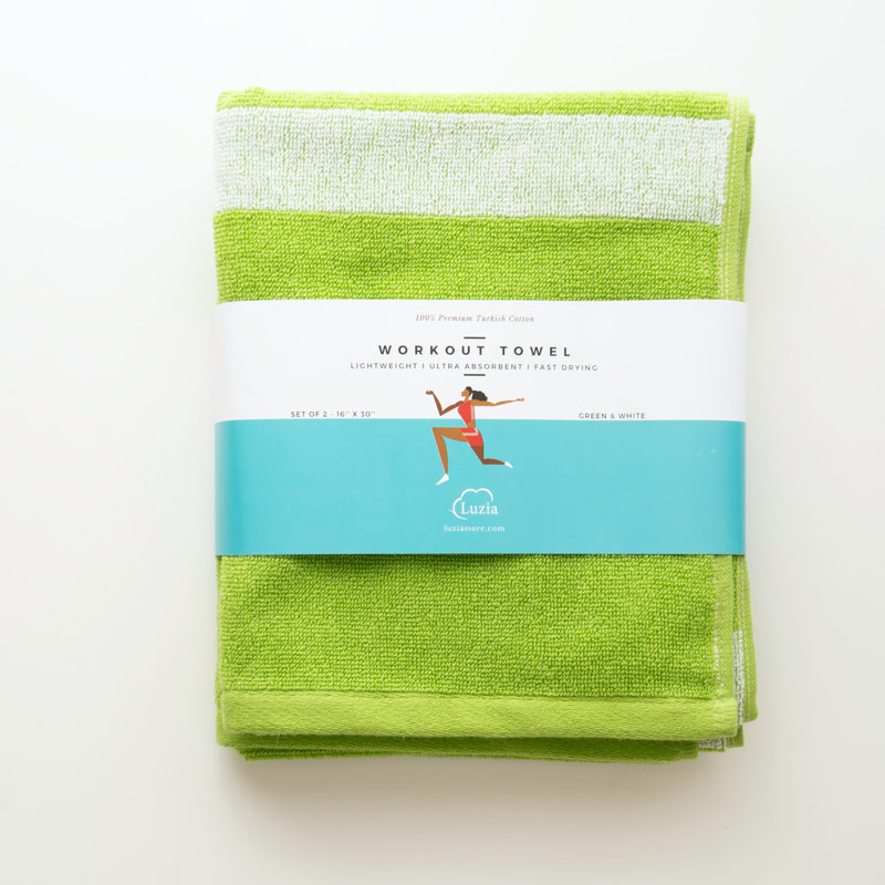 Serviette de sport rayée verte, 2, Vert