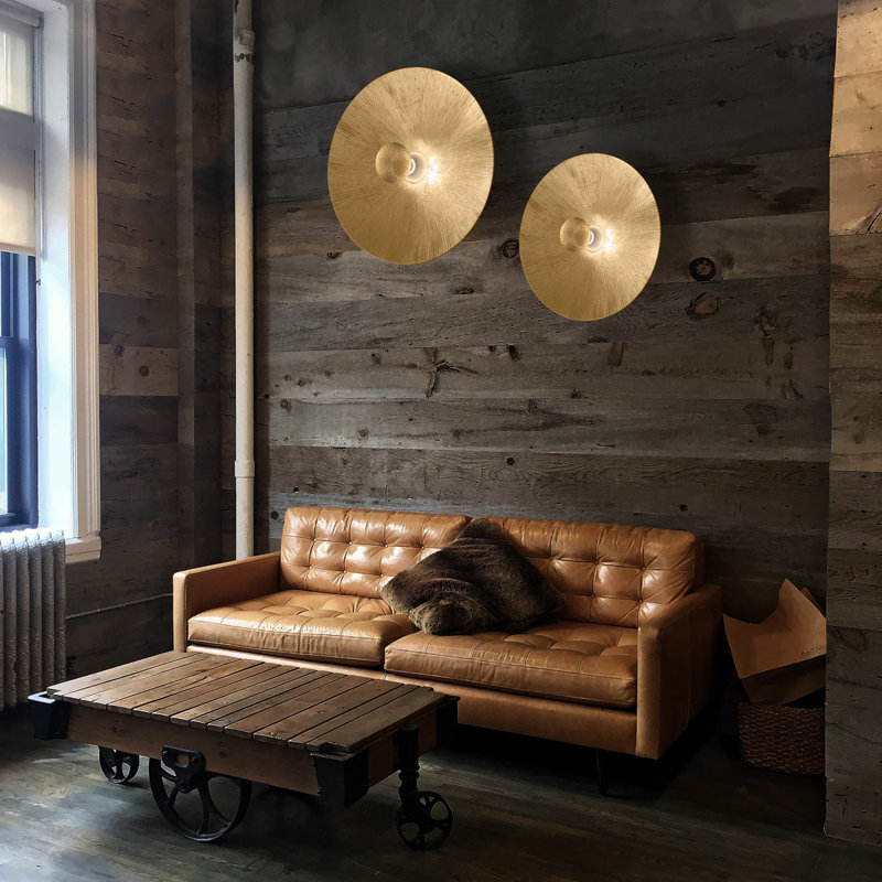Moon 1-Light Dimmable Flush Mount, Gold, 20cm H x 54cm W x 54cm D