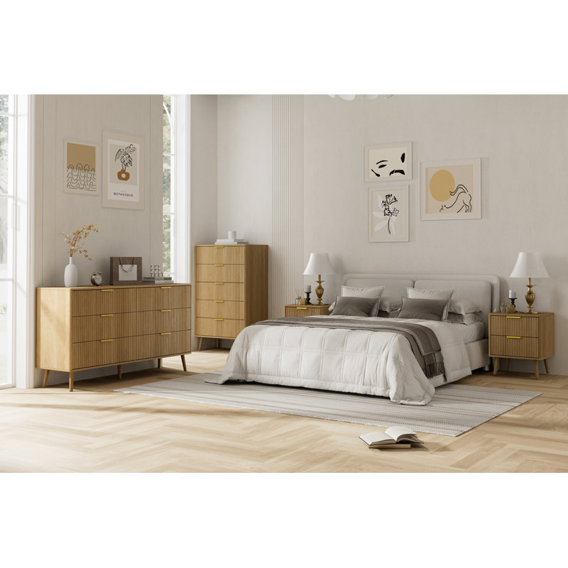 3-piece Bedroom Set (1 Dresser + 2 Nightstands), Oak, 3 Pieces: Dresser, 2 Nightstands