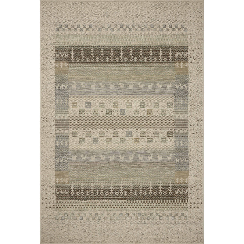 Loloi Saylor Ivory / Earth Indoor/Outdoor Area Rug, Rectangle 5' x 7'7"