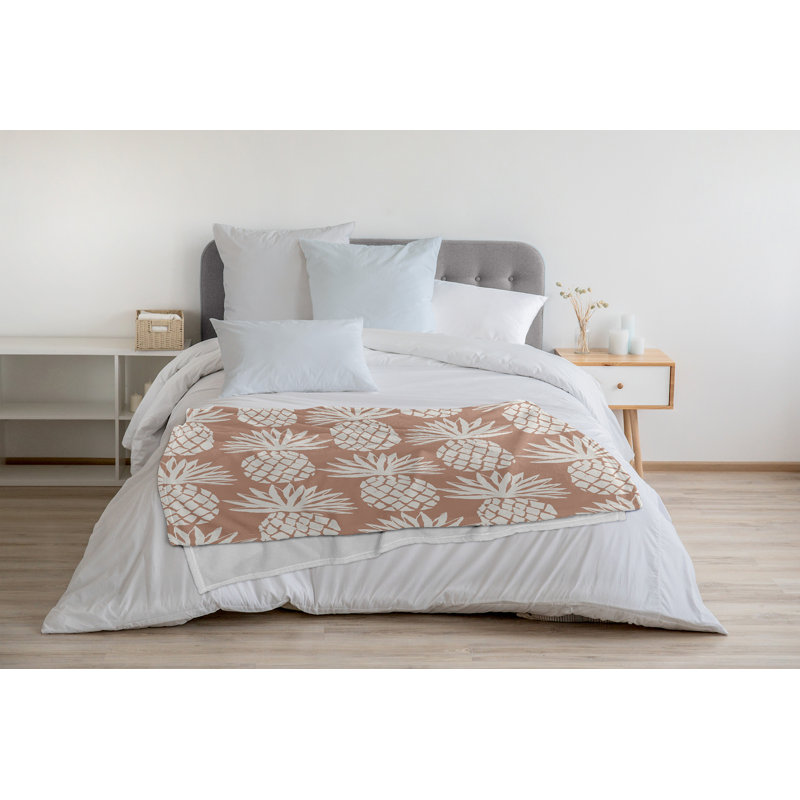 Botanical Blooms Fleece Throw Blanket, 50" W x 60" L, 1.85, Mauve