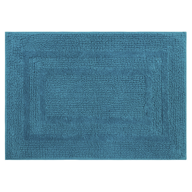 Tapis de bain lavable à la machine Kail, L 21 po x L 34 po, Fiesta bleu sarcelle