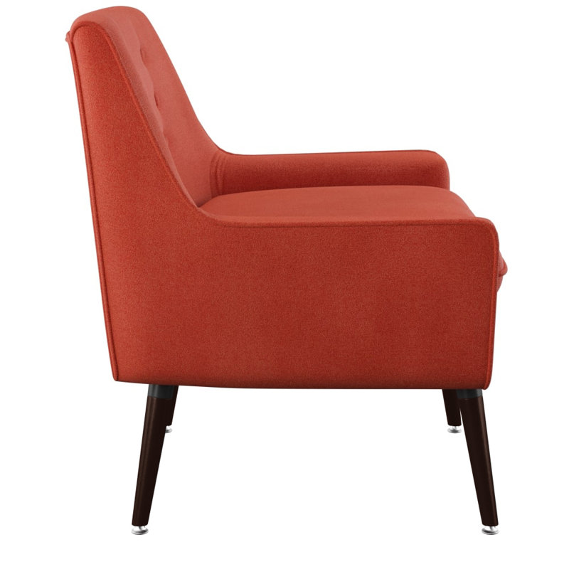 Arreon Flannel Fabric Button Tufted Armchair, Pimento