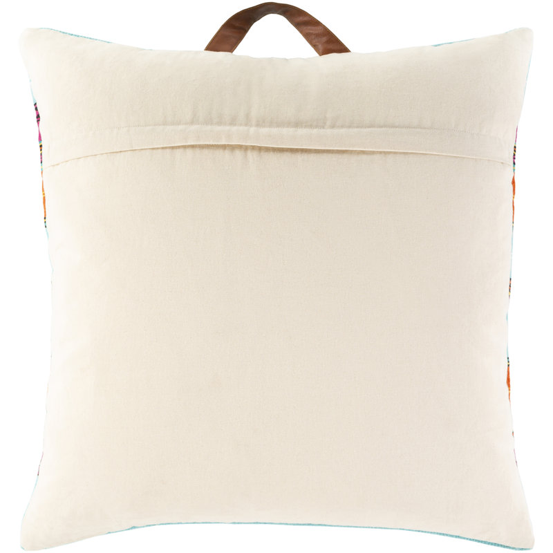  Cotton Striped 26'' Throw Pillow Cover, Aqua/Beige
