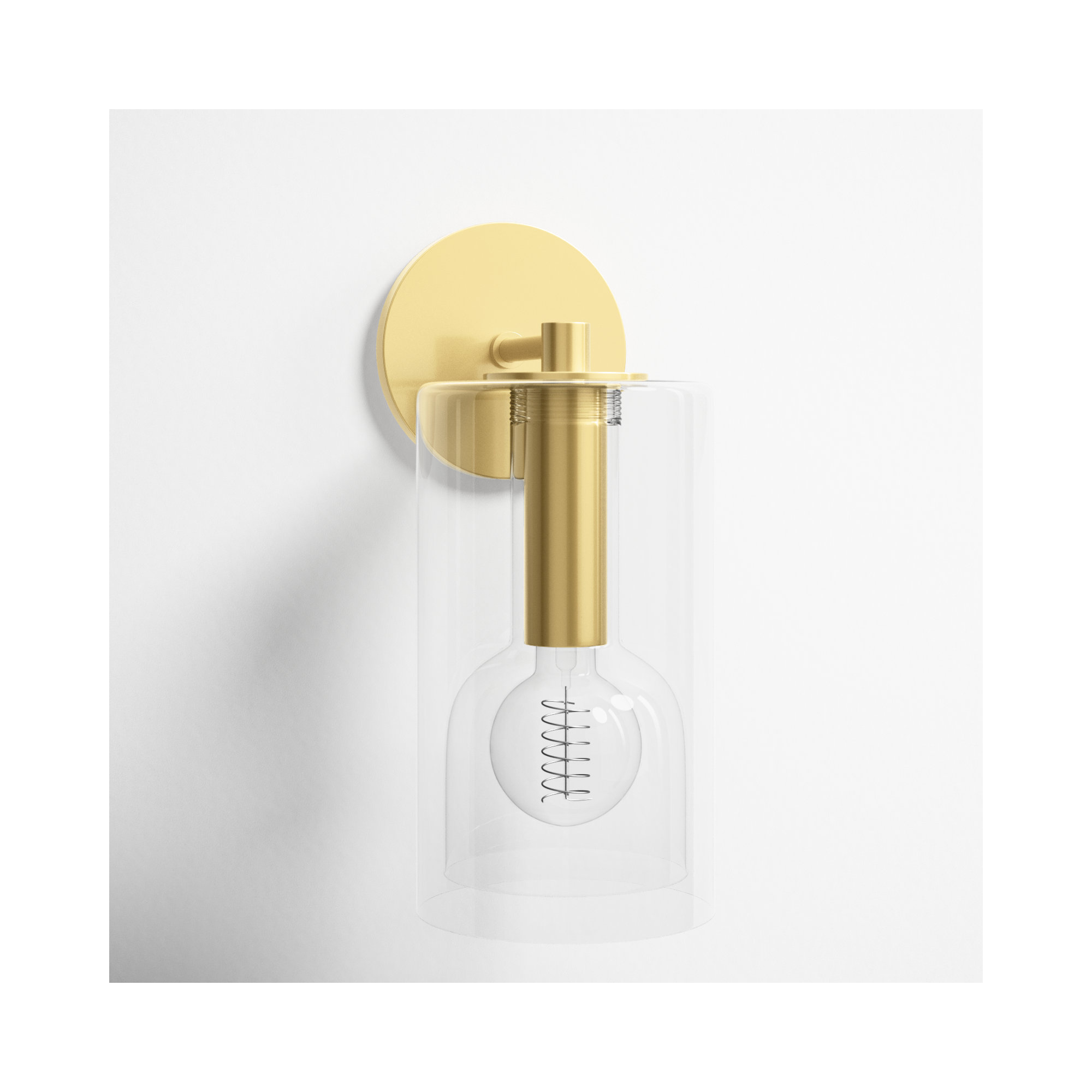 Adreille Single Light Glass Steel Dimmable Armed Sconce, Aged Brass