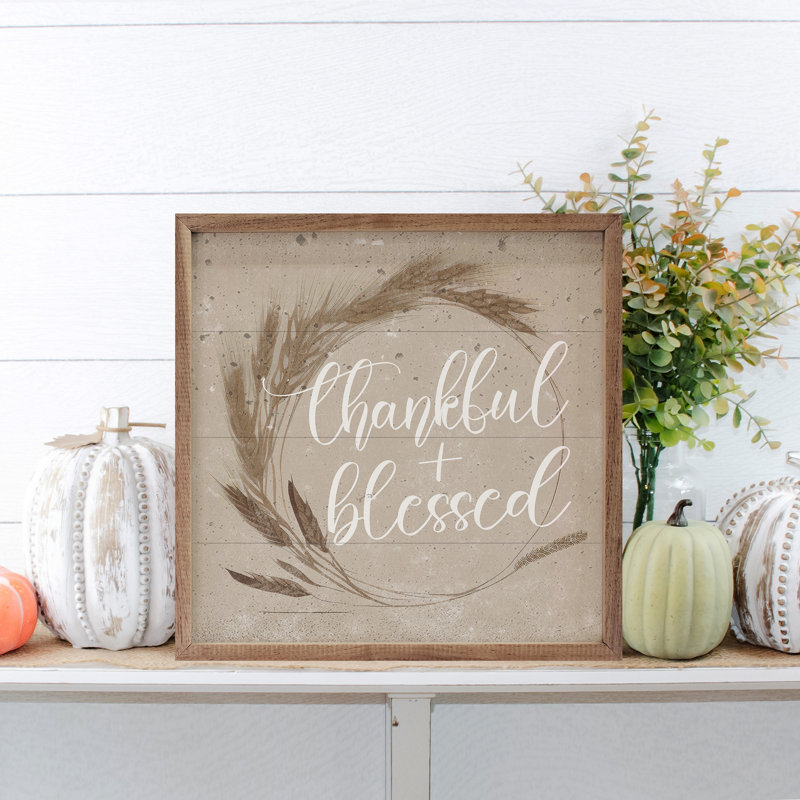 «Thankful And Blessed Wreath» - brun clair, L 4 po x H 4 po