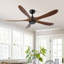 Ventilateur de plafond en bois de 62 pouces sans lumière avec télécommande, ventilateur de plafond à profil bas sans lumière, moteur CC réversible silencieux avec minuterie