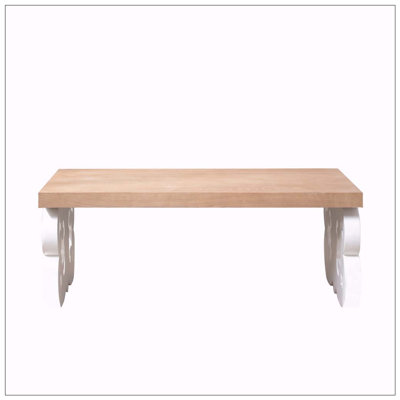 47" Rectangular Wood Scroll Base Coffee Table