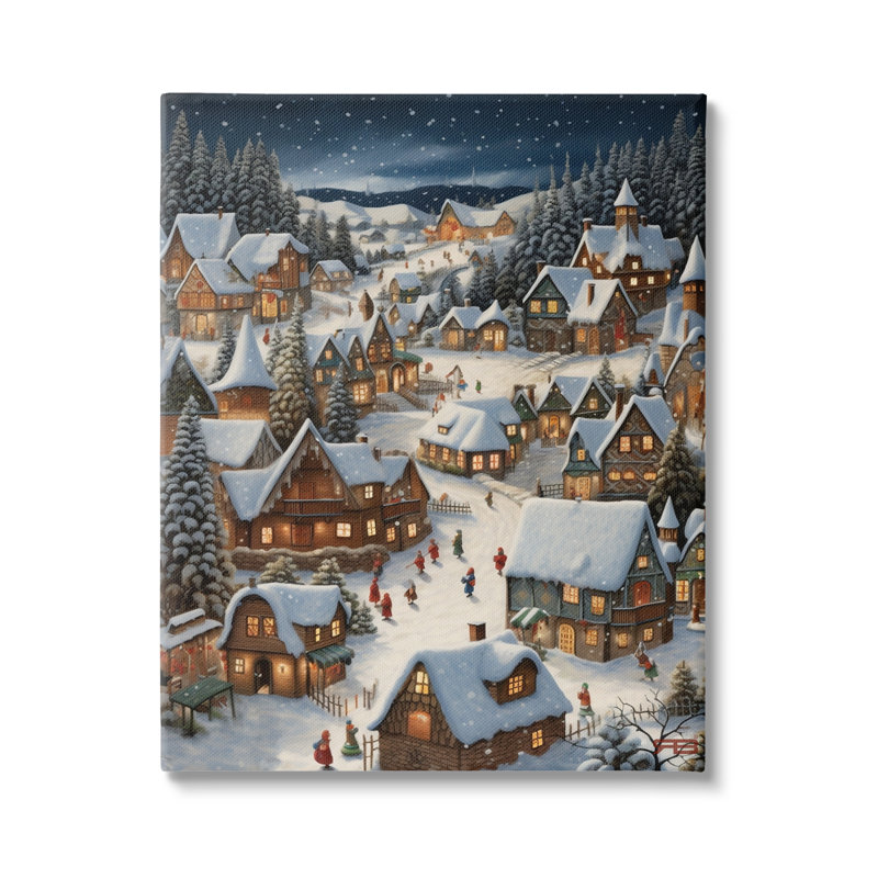Village de Noël enneigé, H 30 po x l 24 po x P 1,5 po