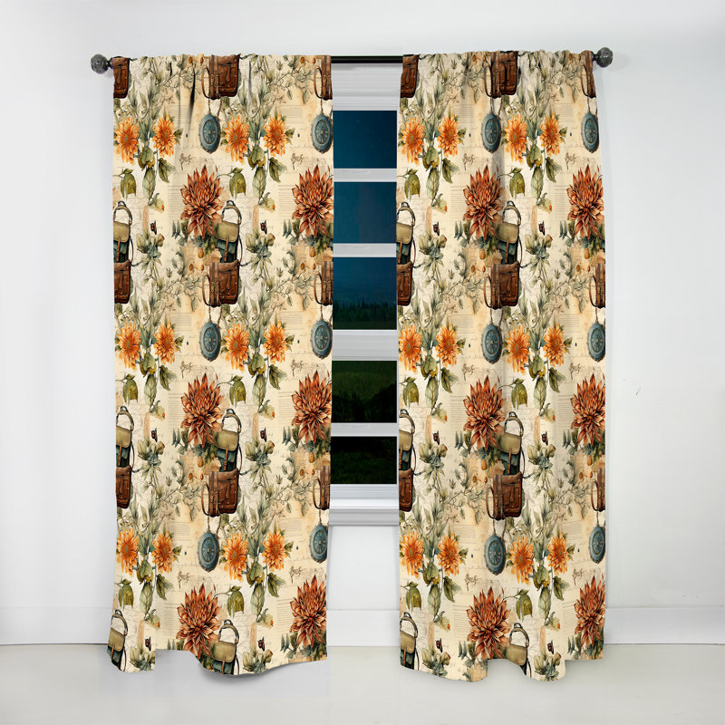 Vintage Wanderer Boho Pattern - Abstract Boho Curtain - Room Darkening Abstract Curtain - 1 Panels, 52" W x 63" L