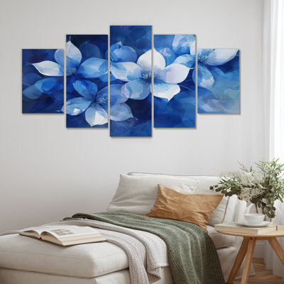 Bleu et blanc délicat pétales de cornouiller I - décoration murale cornouiller - art mural traditionnel