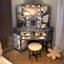 Dressing Table with Motion Sensor 3-colour lighting, Charging Socket, Storage Drawers and Stool-1480417173