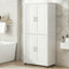 Armoire de rangement haute et large pour salle de bain, unité de rangement pour salle de bain, armoire autoportante avec 4 portes, tablettes réglables
